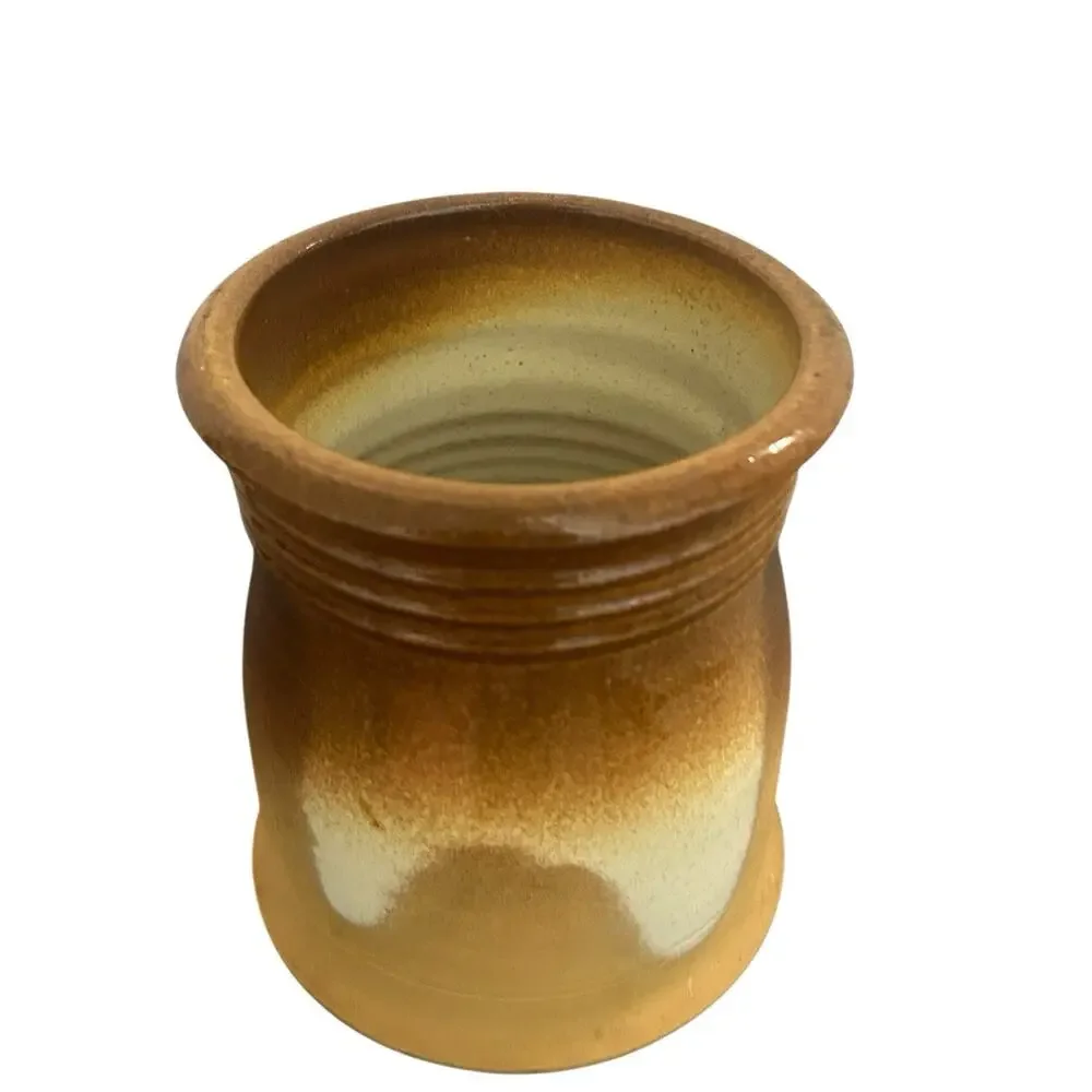 Kiltrea Bridge Pottery~IRELAND- Utensil Crock Brown and‎ Tan